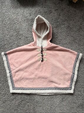 Artisan Ny pink and cream sherpa-lined hooded poncho